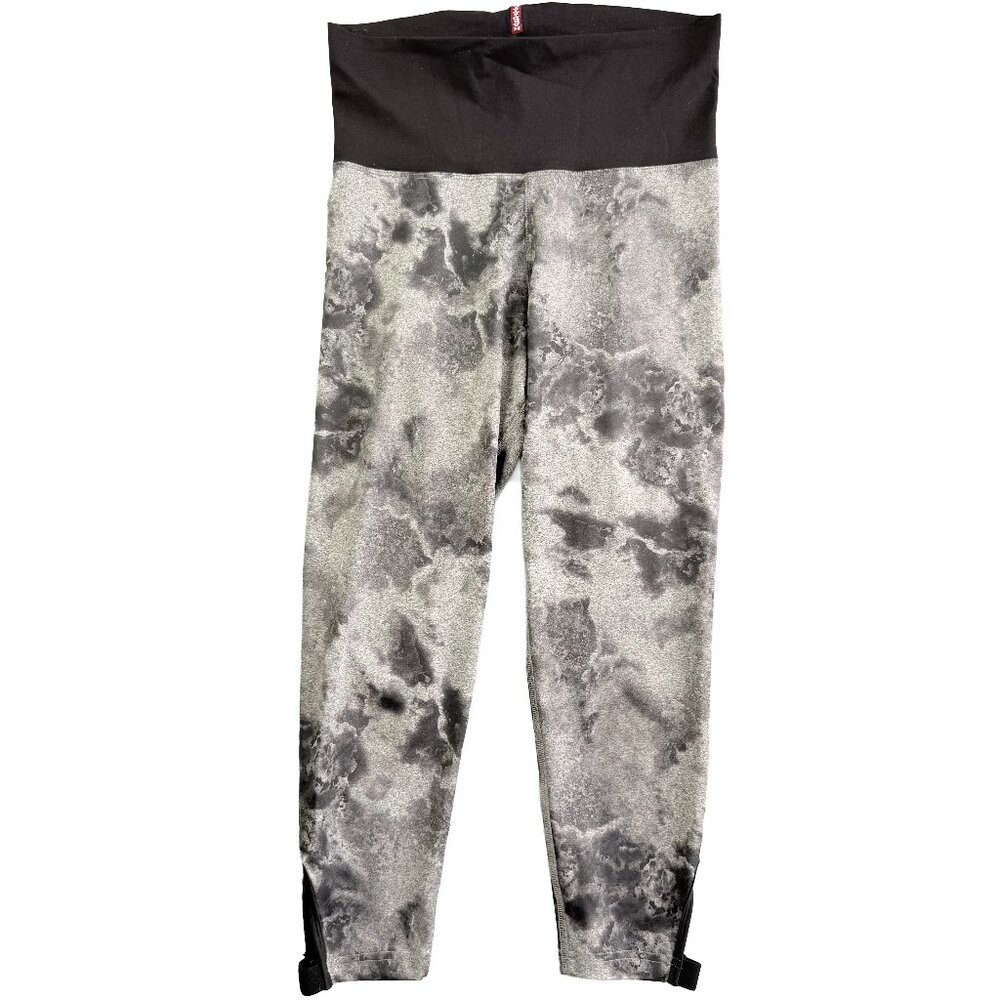 HARD TAIL Smoke Gray Black Hippy Tie Dye Leggings Y2K Stirrup Pants L USA Made